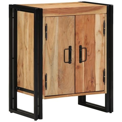 Mobile per scarpe  Nero 30x30x40 cm in legno massello di acacia e acciaio - Foto 1