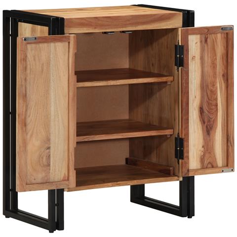 Mobile per scarpe  Nero 30x30x40 cm in legno massello di acacia e acciaio - Foto 2