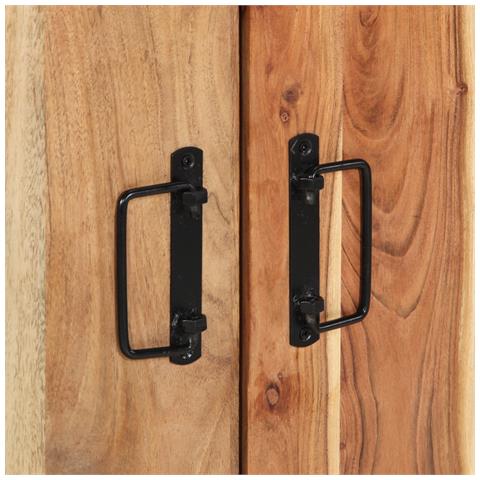 Mobile per scarpe  Nero 30x30x40 cm in legno massello di acacia e acciaio - Foto 9