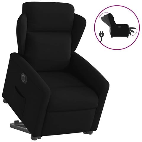 Poltrona Alzapersona Reclinabile Elettrica Nera in Tessuto - Foto 1