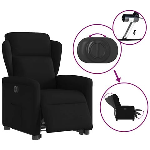 Poltrona Alzapersona Reclinabile Elettrica Nera in Tessuto - Foto 9