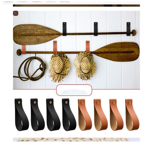 Set Di 6 Ganci Da Parete In Pelle Pu Marrone - Cinghie Decorative Con Viti In Ottone Brown - Foto 2