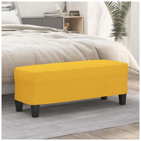 Panca Giallo Chiaro 100x35x41 cm in Tessuto - Foto 2