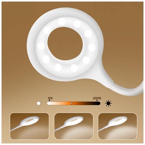 Lampada Led Da Scrivania Ring Light Con Base Tattile Multifunzione, Bianco - Foto 2