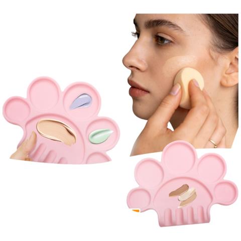 Tavolozza In Silicone Per Trucco Con Porta Pennelli, Tavolozza Per Nail Art E Acquerelli Pink - Foto 5