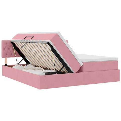 Letto con luci a strisce a LED Rosa 180 x 200 cm Velluto - Foto 9