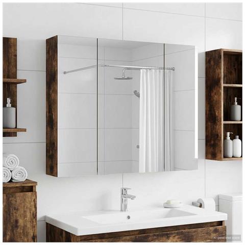 Mobiletto per specchio da bagno Rovere fumé 80 x 14.5 x 70 cm - Foto 2