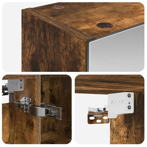 Mobiletto per specchio da bagno Rovere fumé 80 x 14.5 x 70 cm - Foto 9