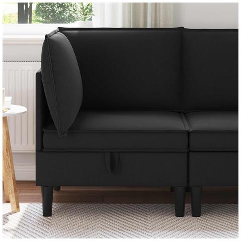 Divano Angolare con Storage Nero Velluto - Foto 2