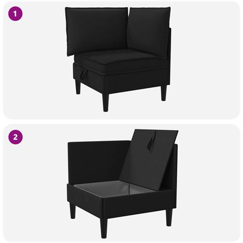 Divano Angolare con Storage Nero Velluto - Foto 9