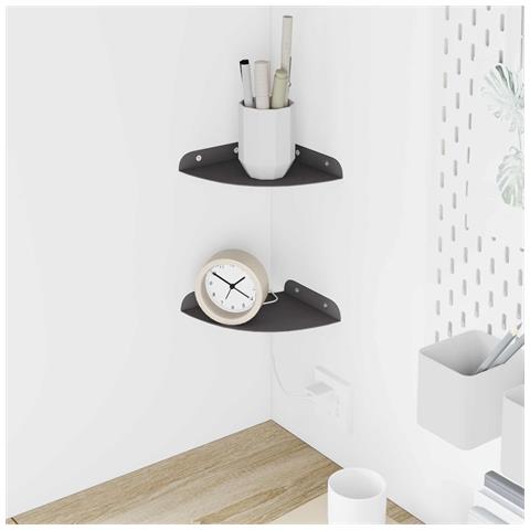 Mensola sospesa con lo scaffale 2 pcs Nero 15 x 15 x 2 cm - Foto 2