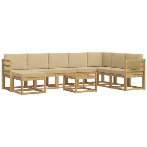 Set di divani da esterno con cuscino 9 pcs Bianco e Beige - Foto 1