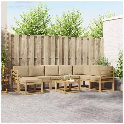 Set di divani da esterno con cuscino 9 pcs Bianco e Beige - Foto 2
