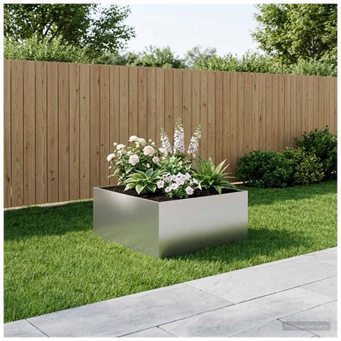 Vaso da giardino Argento 80 x 80 x 40 cm Acciaio zincato - Foto 2