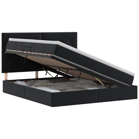 Letto con contenitore e materasso Nero 160 x 200 cm Velluto - Foto 1