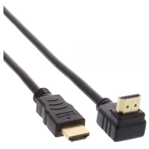 cavo hdmi high speed with ethernet, fullhd, type-a maschio / type-a maschio con angolo 90°-nero, 15m - Foto 1