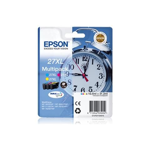 C13T27154012 Cartuccia Ink Originale Gialla Ciano Magenta per WorkForce Pro WF-3640DTWF Capacità 3300 Pagine - Foto 5