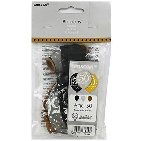 9900740, Celebrazione 50 Anni Palloncini In Lattice, 27.5 Cm, Colori Assortiti, Pacco Da 6 - Foto 2