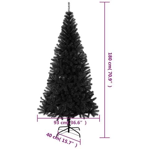 Albero di Natale Artificiale Sottile con Base Nero 180 cm PVC - Foto 2