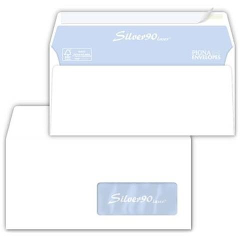 500 Buste Bianche 110x230mm C / finestra 90gr Stampa Laser Silver 90 Strip - Foto 2