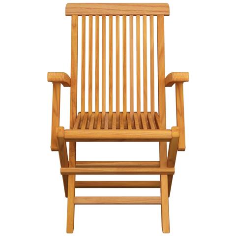 Sedie da Giardino e Cuscini Grigi a Quadri 8 pz Massello Teak - Foto 10