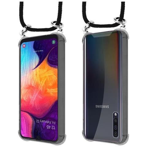 Catena Di Telefoni Cellulari Compatibile Con Samsung Galaxy A50 In Nero - Coperchio Protettivo In Silicone Con Anelli D'argento, Cinturino In Corda E Custodia Staccabile - Foto 8