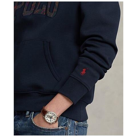 Felpa Ralph Lauren Uomo Navy Con Cappuccio In 100% Cotone Felpa Con Logo Tg Xxl - Foto 2