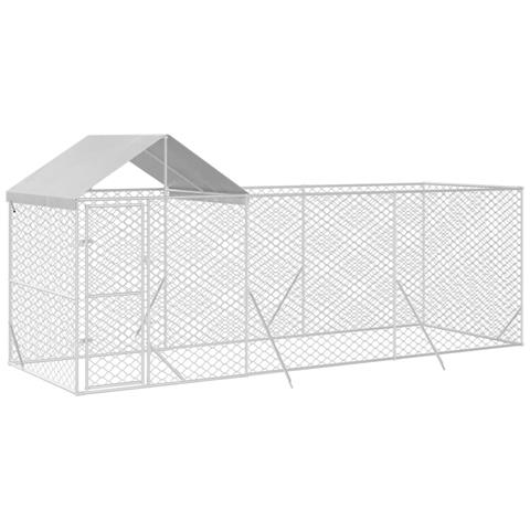 Cuccia Cani Da Esterno Tetto Argento 6x2x2,5 M Acciaio Zincato - Foto 2