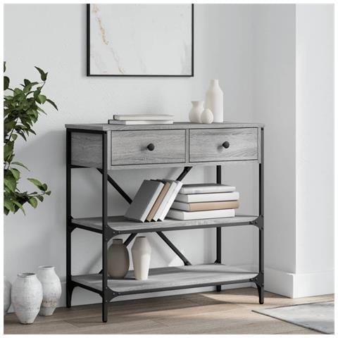 Tavolino Consolle Grigio Sonoma 75x34,5x75cm Legno Multistrato - Foto 6