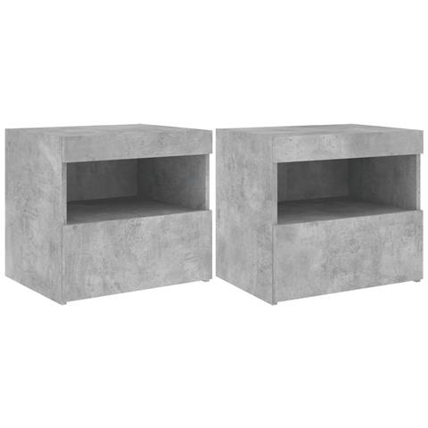 Comodini Con Luci Led 2pz Grigio Cemento 50x40x45 Cm - Foto 2