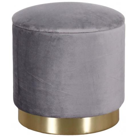 Pouf Contenitore Rotondo In Velluto Grigio Scuro - Foto 1