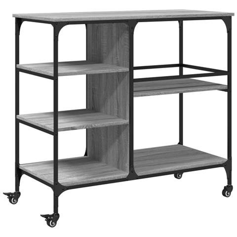 Carrello Cucina Grigio Sonoma 100x45x89,5 Cm Legno Multistrato - Foto 2