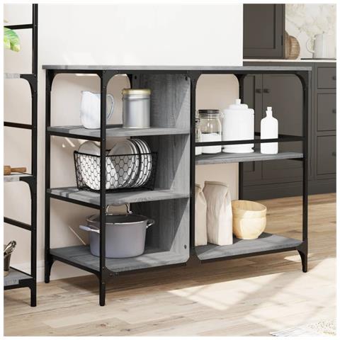 Carrello Cucina Grigio Sonoma 100x45x89,5 Cm Legno Multistrato - Foto 3