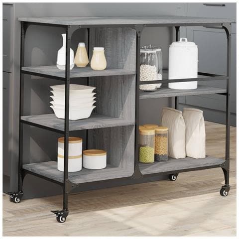 Carrello Cucina Grigio Sonoma 100x45x89,5 Cm Legno Multistrato - Foto 1