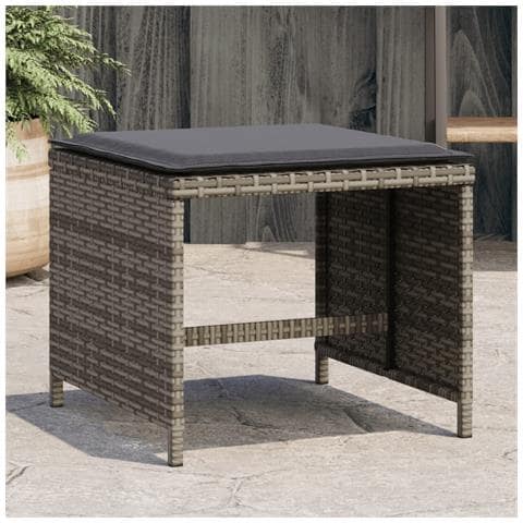 Sgabelli Giardino Con Cuscini 4pz Grigi 41x41x36cm Polyrattan - Foto 1