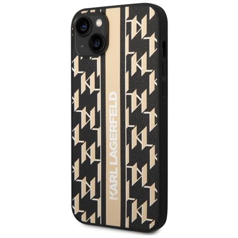 Cover Per Iphone 14 Pu Monogram Stripe, Nero - Foto 1