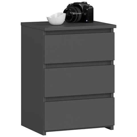 Comodino CL3, 3 cassetti, 40x35x57 cm, Colore Grigio Grafite - Foto 1