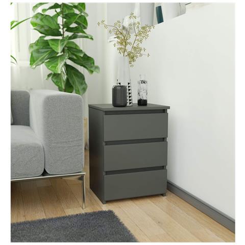 Comodino CL3, 3 cassetti, 40x35x57 cm, Colore Grigio Grafite - Foto 5