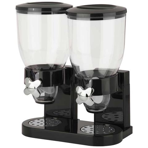 Dispenser Storage Doppio Contenitore Dosatore Distributore Cereali Pasta Nero - Foto 2