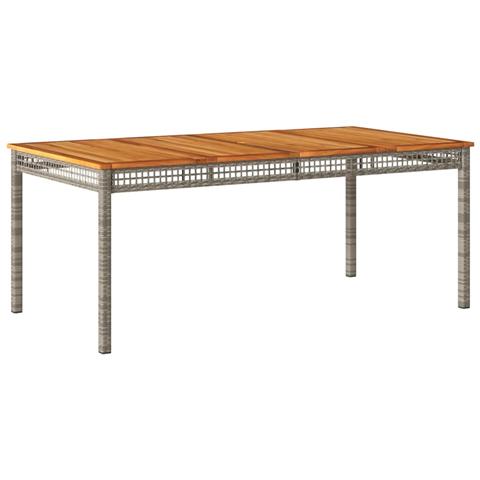Tavolo Da Giardino Grigio 180x90x75cm Polyrattan E Legno Acacia - Foto 2