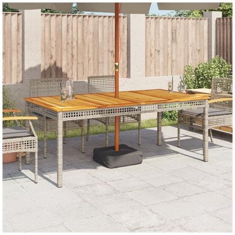Tavolo Da Giardino Grigio 180x90x75cm Polyrattan E Legno Acacia - Foto 3