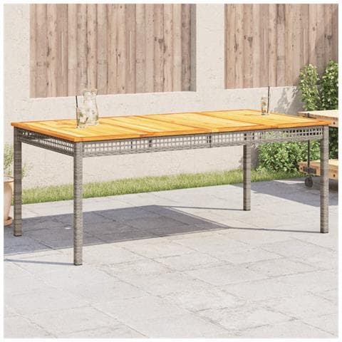 Tavolo Da Giardino Grigio 180x90x75cm Polyrattan E Legno Acacia - Foto 1