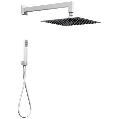 Set Per Doccia Soffione Quadro In Acciaio Inox 25x25 Millimetri Opaco *** Tinta : Bianco - Foto 2