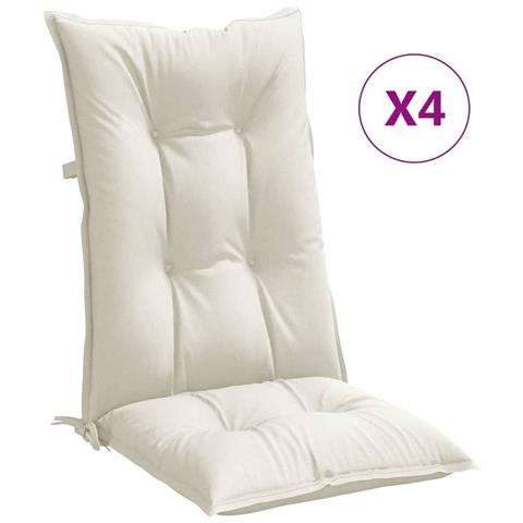 Cuscini Sedia Schiena Alta 4 Crema Mélange 120x50x7 Tessuto - Foto 2
