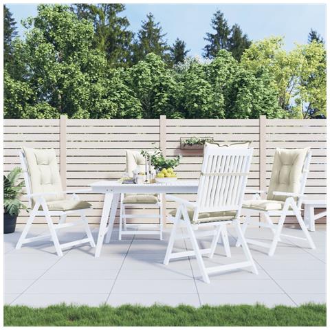 Cuscini Sedia Schiena Alta 4 Crema Mélange 120x50x7 Tessuto - Foto 3