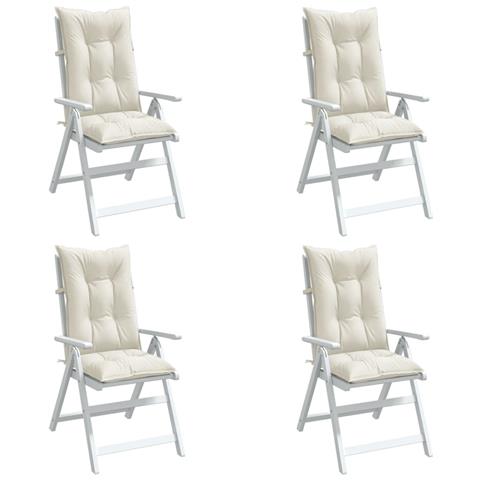 Cuscini Sedia Schiena Alta 4 Crema Mélange 120x50x7 Tessuto - Foto 1