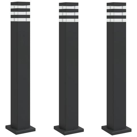 Lampade Da Terra Per Esterni 3pz Nere 80 Cm In Alluminio - Foto 2
