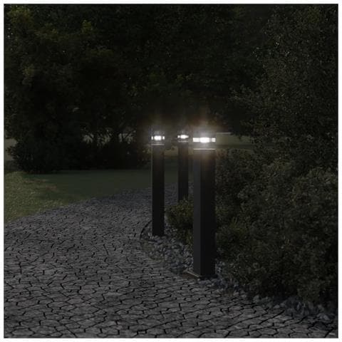 Lampade Da Terra Per Esterni 3pz Nere 80 Cm In Alluminio - Foto 3