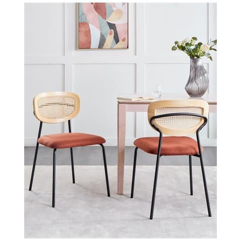 Set Di 2 Sedie Da Pranzo Tessuto Arancione Mayetta - Foto 1