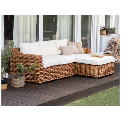 Divano 3 Posti Sinistra Rattan Naturale Briatico - Foto 1